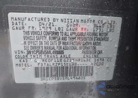 2021 Nissan Kicks S Xtronic Cvt from USA, damaged, VIN 3N1CP5BV5ML498805